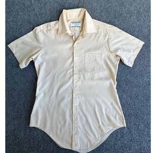 Vintage 70's Sears Perma-Prest Tan Short Sleeve Button Down Shirt Regular Cut 16